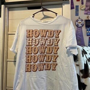 & Other Stories White Tee with Brown 'Howdy' Print
